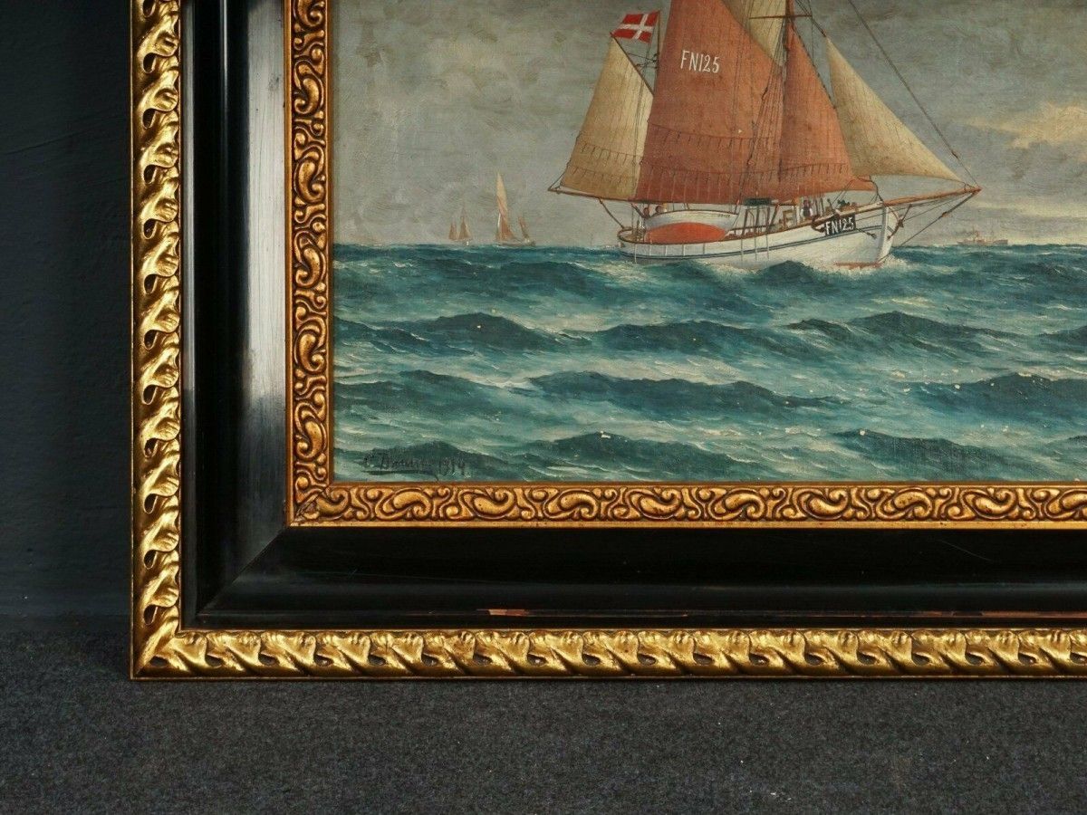Ölgemälde Gemälde Maritim Schiffe Bild Alt Antik MÖBLINGER 2103_0310